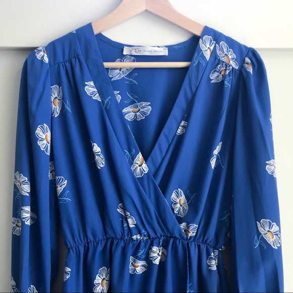 🦋2/$40 SALE🦋 Honey Belle Blue Wrap Dress-S/M - Picture 5 of 8